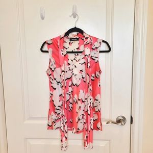 Nine West Sleeveless Pink Tie Blouse
